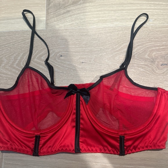 Dolls Kill Red and Black Sheer Bra - Picture 2 of 3